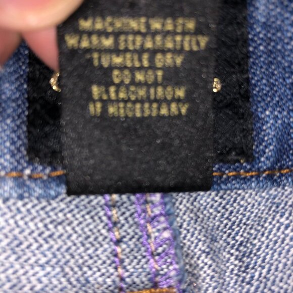 ZCavaricci Jeans Women 14 Blue Distressed Rhinestone Embroidered Relaxed 90s 80s - Picture 9 of 12